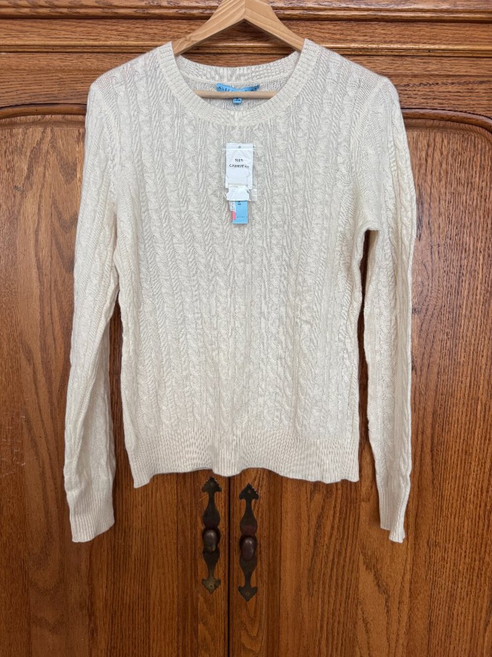 ANTONIO MELANI Cream Cable Knit Crewneck Sweater